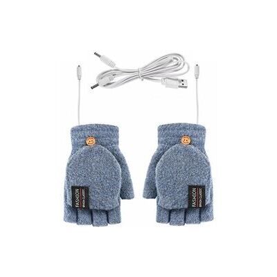 Gants sans doigts convertibles tricotés d'hiver mitaines chauffants à mitaines chaudes - bleu Gants sans doigts convertibles tricotés d'hiver mitaines chauffants à mitaines chaudes - bleu