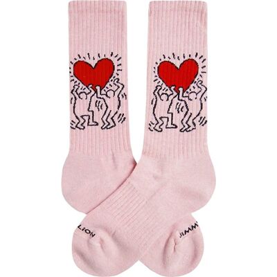 Chaussettes Jimmy Lion Athletic Keith Haring Heart Taille M Rose Rose Chaussettes Jimmy Lion Athletic Keith Haring Heart Taille M Rose Rose
