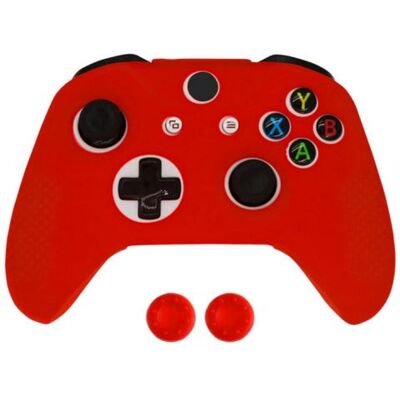 OEM Coque de protection en silicone avec 2 caps pour manette XBox One Slim - Rouge Rouge OEM Coque de protection en silicone avec 2 caps pour manette XBox One Slim - Rouge Rouge