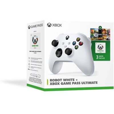 Pack Xbox Anywhere Manette Robot Blanc Microsoft Xbox + Xbox Game Pass Ultimate Online 3 mois Blanc Pack Xbox Anywhere Manette Robot Blanc Microsoft Xbox + Xbox Game Pass Ultimate Online 3 mois Blanc