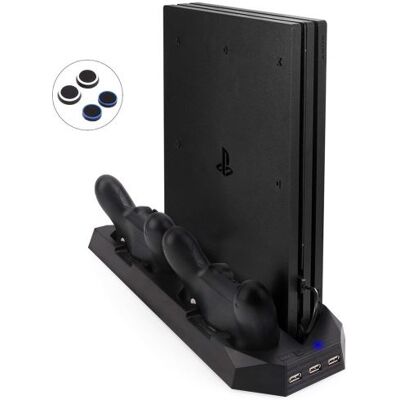 FlexDin mis à jour Socle PS4 Pro / PS4 Slim Vertical avec Ventilateur de Refroidisseur, 2 Support Manette PS4 Station de Recharge pour DualShock 4 Controller, Hub USB pour PlayStation 4 Pro / Slim FlexDin mis à jour Socle PS4 Pro / PS4 Slim Vertical avec Ventilateur de Refroidisseur, 2 Support Manette PS4 Station de Recharge pour DualShock 4 Controller, Hub USB pour PlayStation 4 Pro / Slim