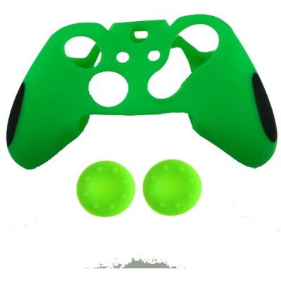 OEM Coque de protection en silicone avec 2 caps pour manette XBox One - Vert Vert OEM Coque de protection en silicone avec 2 caps pour manette XBox One - Vert Vert