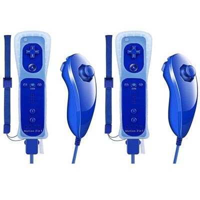 2X Nintendo Wii Telecommande Motion Plus+ Nunchuck Bleu 2X Nintendo Wii Telecommande Motion Plus+ Nunchuck Bleu