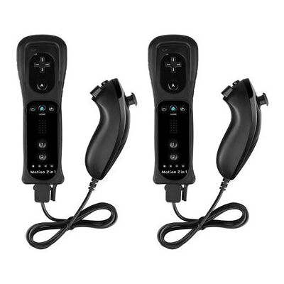 2X Nintendo Wii Telecommande Motion Plus+ Nunchuck Noir 2X Nintendo Wii Telecommande Motion Plus+ Nunchuck Noir