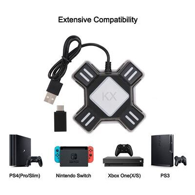 Convertisseur de clavier de souris, adaptateur de contrôleur de jeu Compatible PS4, Xbox One, Switch, PS3 de marque Qumox Convertisseur de clavier de souris, adaptateur de contrôleur de jeu Compatible PS4, Xbox One, Switch, PS3 de marque Qumox