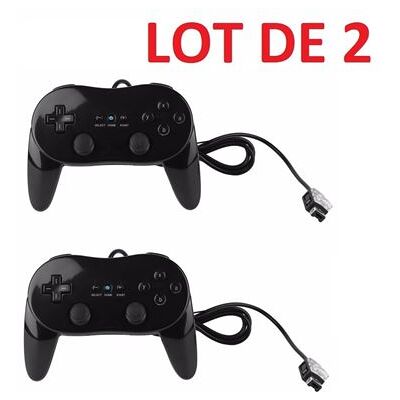 2 X Manette contrôleur Classic Pro pour Nintendo Wii, Wii U - 1,20 m – Noir - Straße Game ® 2 X Manette contrôleur Classic Pro pour Nintendo Wii, Wii U - 1,20 m – Noir - Straße Game ®
