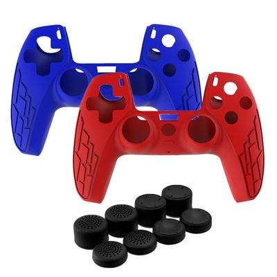 Générique 2 ensembles de housse de protection antidérapante en silicone pour contrôleur PS5 (Rouge + bleu) Générique 2 ensembles de housse de protection antidérapante en silicone pour contrôleur PS5 (Rouge + bleu)