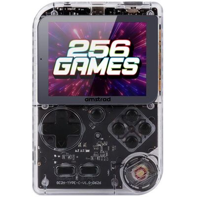 Console de jeu portable Amstrad Transparent Noir avec 256 jeux et batterie rechargeable Transparent Noir Console de jeu portable Amstrad Transparent Noir avec 256 jeux et batterie rechargeable Transparent Noir