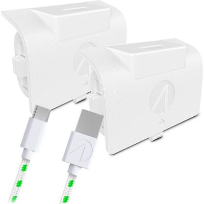Pack Blocs-Batteries Play Just For Games Stealth SX-C8 X Blanc + Charge avec câble tressé premium Blanc et Vert pour Xbox Blanc Pack Blocs-Batteries Play Just For Games Stealth SX-C8 X Blanc + Charge avec câble tressé premium Blanc et Vert pour Xbox Blanc
