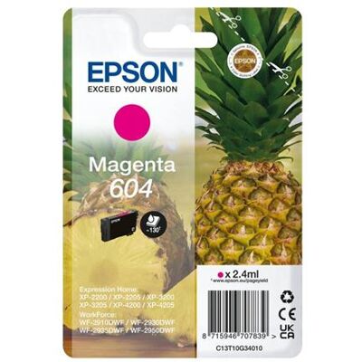 Epson 604 Singlepack - 2.4 ml - magenta - original - blister - cartouche d'encre - pour Expression Home XP-2200, 2205, 3200, 3205, 4200, 4205; WorkForce WF-2910, 2930, 2935, 2950 Epson 604 Singlepack - 2.4 ml - magenta - original - blister - cartouche d'encre - pour Expression Home XP-2200, 2205, 3200, 3205, 4200, 4205; WorkForce WF-2910, 2930, 2935, 2950