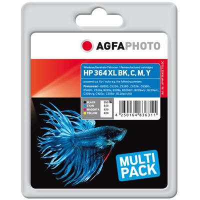AgfaPhoto Multi pack - pack de 4 - noir, jaune, cyan, magenta - remanufacturé - cartouche d'encre (alternative for: HP 364XL) AgfaPhoto Multi pack - pack de 4 - noir, jaune, cyan, magenta - remanufacturé - cartouche d'encre (alternative for: HP 364XL)