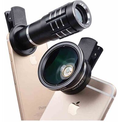 APEXEL Pour Smartphone 0.45X Objectif à grand angle + 12.5X Objectif Macro + 12X Téléobjectif Noir Noir APEXEL Pour Smartphone 0.45X Objectif à grand angle + 12.5X Objectif Macro + 12X Téléobjectif Noir Noir