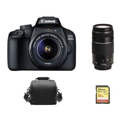 Kit Canon EOS 4000D 18-55mm + 75-300mm + 32GB SD - Appareil Photo Numérique Kit Canon EOS 4000D 18-55mm + 75-300mm + 32GB SD - Appareil Photo Numérique