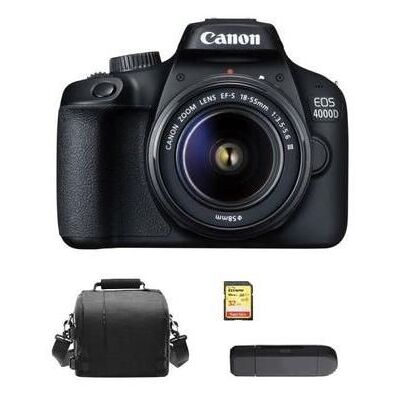 CANON EOS 4000D KIT EF-S 18-55MM F3.5-5.6 III + 32GB SD card + camera Bag + Memory Card Reader CANON EOS 4000D KIT EF-S 18-55MM F3.5-5.6 III + 32GB SD card + camera Bag + Memory Card Reader