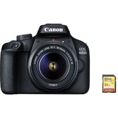 CANON EOS 4000D KIT EF-S 18-55MM F3.5-5.6 III + 32GB SD card CANON EOS 4000D KIT EF-S 18-55MM F3.5-5.6 III + 32GB SD card