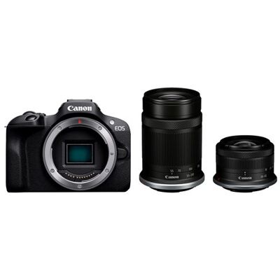Appareil photo Canon EOS R100 + RF-S 18–45mm f/4.5-6.3 IS STM + RF-S 55-210mm f/5-7.1 IS STM Noir Appareil photo Canon EOS R100 + RF-S 18–45mm f/4.5-6.3 IS STM + RF-S 55-210mm f/5-7.1 IS STM Noir