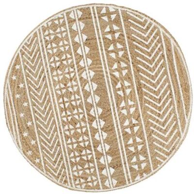 Vidaxl - Alfombra de yute tejida a mano con estampado blanco 150 cm - Tapis Vidaxl - Alfombra de yute tejida a mano con estampado blanco 150 cm - Tapis