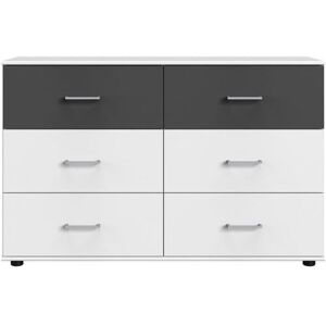 Meuble WIMEX RHODES - 6 tiroirs - Blanc / Graphite - 130x41x83 cm Meuble WIMEX RHODES - 6 tiroirs - Blanc / Graphite - 130x41x83 cm
