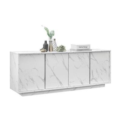 Subleem Buffet 4 Portes - Marbre blanc - L 180 x P 43 x H 70 Cm - MARMO gris Subleem Buffet 4 Portes - Marbre blanc - L 180 x P 43 x H 70 Cm - MARMO gris