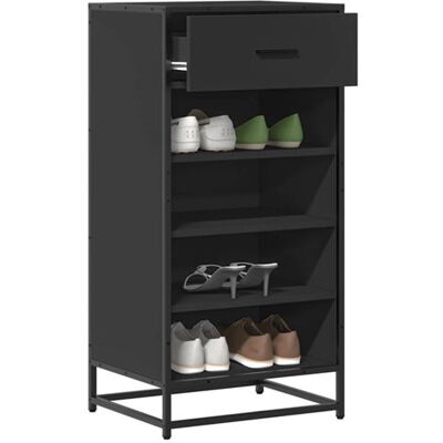Étagère à chaussures en bois d'ingénierie noire vidaXL - Rangement chaussures Étagère à chaussures en bois d'ingénierie noire vidaXL - Rangement chaussures