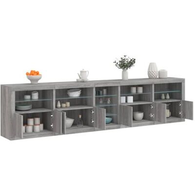 vidaXL Buffet Sonoma Gris avec LED - Buffet vidaXL Buffet Sonoma Gris avec LED - Buffet