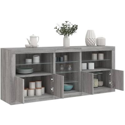 Buffet gris Sonoma avec lumières LED vidaXL - Buffet Buffet gris Sonoma avec lumières LED vidaXL - Buffet