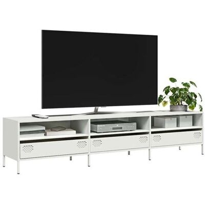 vidaXL Meuble TV blanc 202x39x43,5 cm acier laminé à froid851351 Blanc vidaXL Meuble TV blanc 202x39x43,5 cm acier laminé à froid851351 Blanc