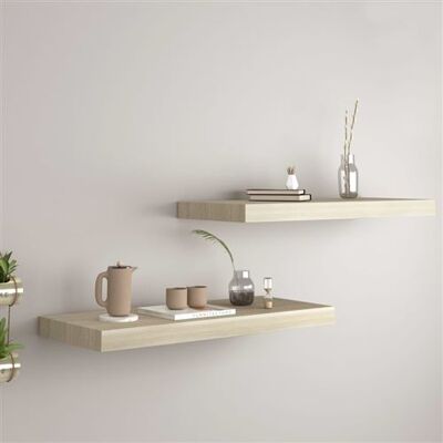 vidaXL 2x Étagères murales flottantes Chêne 60x23.5x3.8 cm MDF Support suspendu - Étagères murales vidaXL 2x Étagères murales flottantes Chêne 60x23.5x3.8 cm MDF Support suspendu - Étagères murales