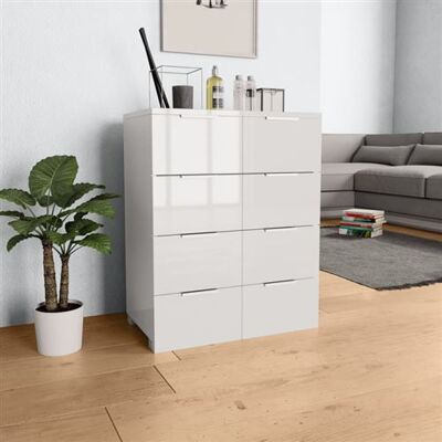 Buffet en Blanc Brillant avec 8 Tiroirs - Sideboard Buffet en Blanc Brillant avec 8 Tiroirs - Sideboard
