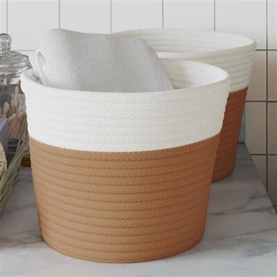 vidaXL Panier de rangement, 2 pcs, Marron et Blanc - Paniers de rangement vidaXL Panier de rangement, 2 pcs, Marron et Blanc - Paniers de rangement