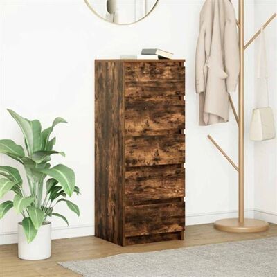 vidaXL Buffet avec tiroirs chêne fumé 37,5x35x99 cm bois d'ingénierie861764 Marron vidaXL Buffet avec tiroirs chêne fumé 37,5x35x99 cm bois d'ingénierie861764 Marron