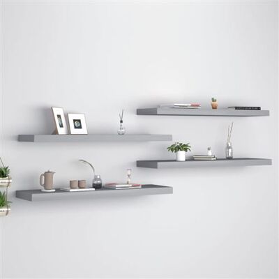 vidaXL 4 étagères murales flottantes Gris 90x23.5x3.8 cm MDF - Étagères murales vidaXL 4 étagères murales flottantes Gris 90x23.5x3.8 cm MDF - Étagères murales