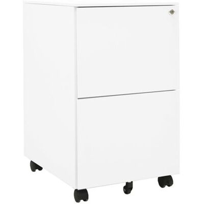 Armoire à roulettes en acier blanc vidaXL - 2 tiroirs - Rangement de bureau Armoire à roulettes en acier blanc vidaXL - 2 tiroirs - Rangement de bureau