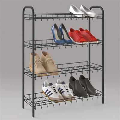 Étagère à chaussures Metaltex 4 niveaux - Noir Compact Étagère à chaussures Metaltex 4 niveaux - Noir Compact