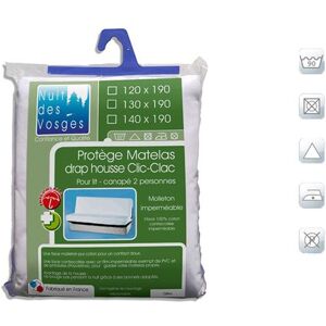 Nuit des Vosges Protège matelas clic-clac imperméable coton contrecollé céline 140x190 Nuit des Vosges Protège matelas clic-clac imperméable coton contrecollé céline 140x190