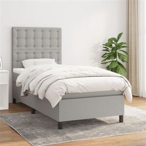 vidaXL Sommier à lattes de lit avec matelas Gris clair 100x200cm Tissu Gris clair vidaXL Sommier à lattes de lit avec matelas Gris clair 100x200cm Tissu Gris clair