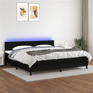vidaXL Sommier à lattes de lit et matelas et LED Noir 200x200 cm Tissu Noir vidaXL Sommier à lattes de lit et matelas et LED Noir 200x200 cm Tissu Noir