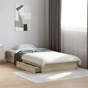 vidaXL Cadre de lit et tiroirs chêne sonoma 75x190cm bois d'ingénierie Marron vidaXL Cadre de lit et tiroirs chêne sonoma 75x190cm bois d'ingénierie Marron