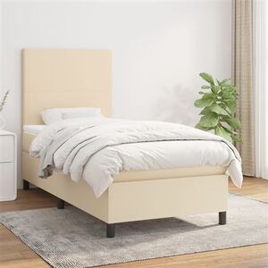 vidaXL Sommier à lattes de lit avec matelas Crème 80x200 cm Tissu3141574 Blanc vidaXL Sommier à lattes de lit avec matelas Crème 80x200 cm Tissu3141574 Blanc