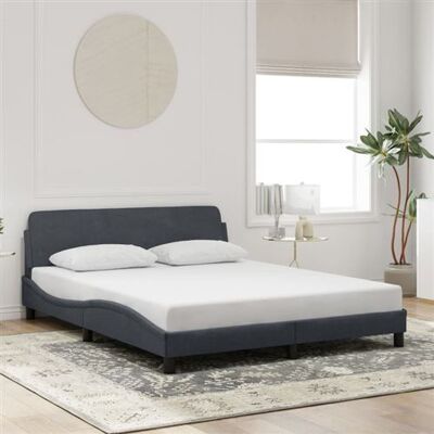 Cadre de lit vidaXL Velours gris foncé 160x200cm Cadre de lit vidaXL Velours gris foncé 160x200cm