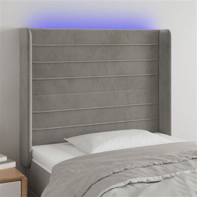 MAISONCHIC Modèle 103x16x118/128 cm Gris Clair Velours Tête de lit LED - Tête de lit MAISONCHIC Modèle 103x16x118/128 cm Gris Clair Velours Tête de lit LED - Tête de lit
