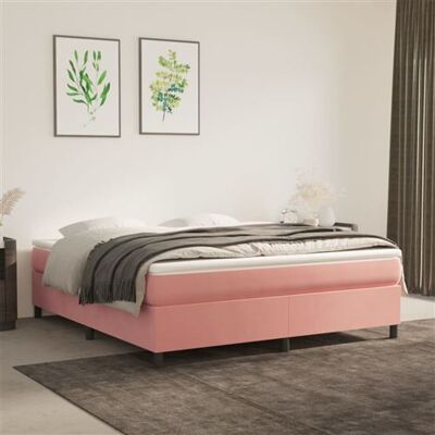 vidaXL Lit Box Spring en Velours Rose 180x200cm - Lit vidaXL Lit Box Spring en Velours Rose 180x200cm - Lit
