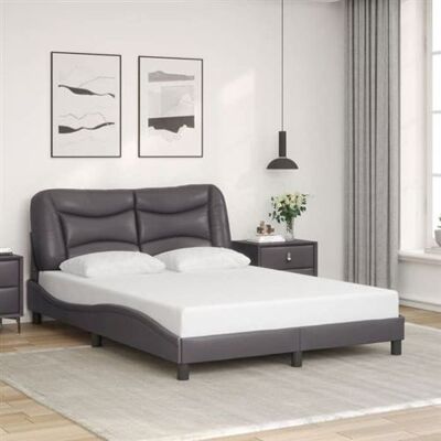 vidaXL Cadre de lit avec tête de lit Gris 140x200 cm Similicuir Gris vidaXL Cadre de lit avec tête de lit Gris 140x200 cm Similicuir Gris