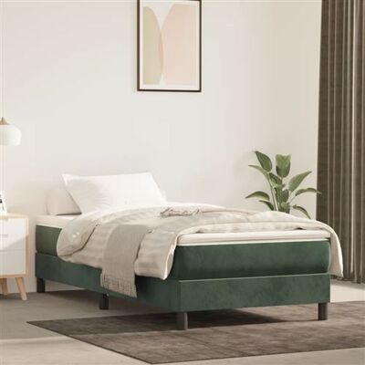 Lit en Velours Vert Foncé avec Matelas à Ressorts - Lit Lit en Velours Vert Foncé avec Matelas à Ressorts - Lit