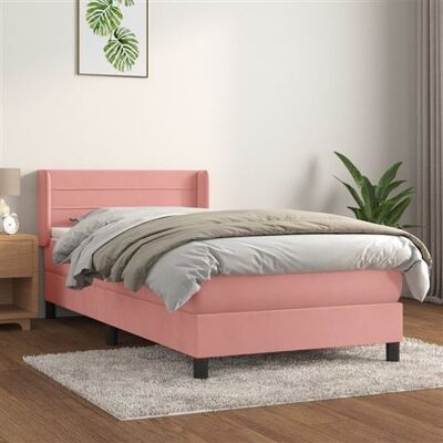 Lit en Velours Rose vidaXL avec Matelas - Lit avec Matelas Lit en Velours Rose vidaXL avec Matelas - Lit avec Matelas