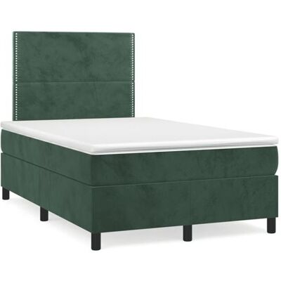 vidaXL Lit box spring en velours vert foncé avec LED - 120x190cm vidaXL Lit box spring en velours vert foncé avec LED - 120x190cm
