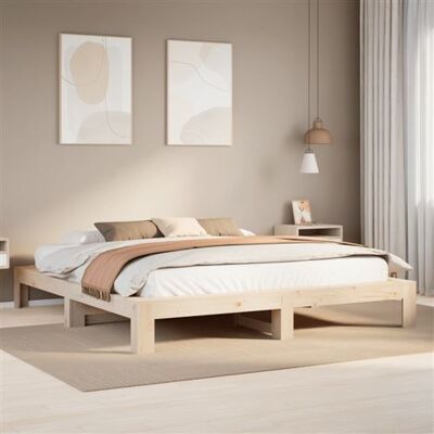 Cadre de lit vidaXL Nature 200x200cm Bois massif Cadre de lit vidaXL Nature 200x200cm Bois massif