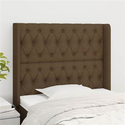 Tête de lit en tissu marron foncé avec oreilles - Tête de lit Tête de lit en tissu marron foncé avec oreilles - Tête de lit