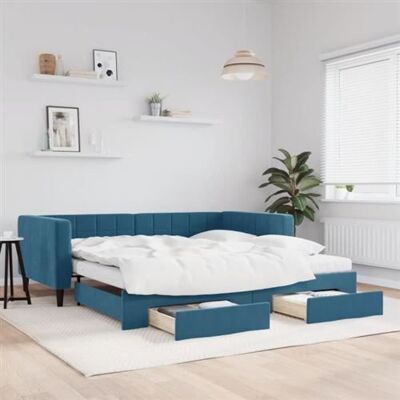 vidaXL Canapé convertible avec rangement - Bleu - 100x200 cm vidaXL Canapé convertible avec rangement - Bleu - 100x200 cm