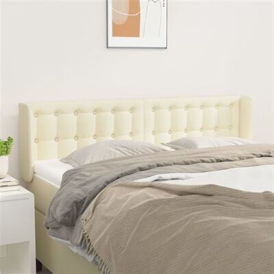 vidaXL Tête de Lit - 147x16x78/88 cm - Crème - Tête de lit avec panneaux latéraux vidaXL Tête de Lit - 147x16x78/88 cm - Crème - Tête de lit avec panneaux latéraux